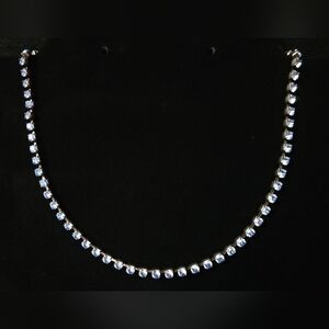 Vintage Glass Rhinestone Silver Choker Necklace
